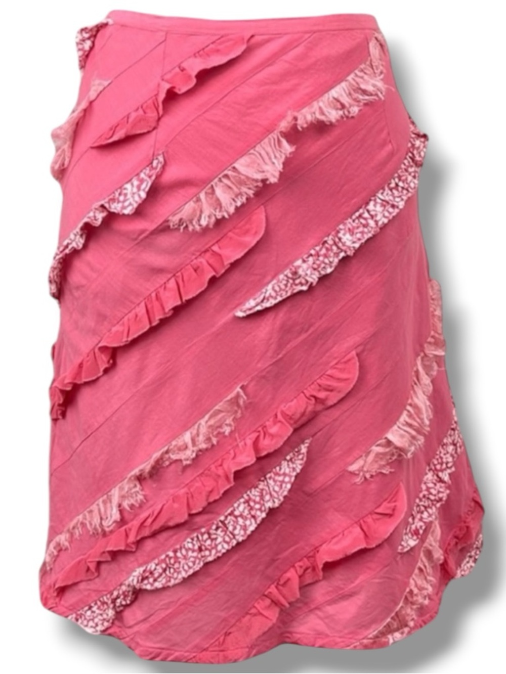 Vintage 90s Anthropologie Odille Whimsical Ruffle A Line Mini Skirt Size 8